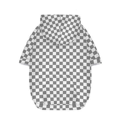 Grey And White Checkered Pattern Print Dog Zip Up Hoodie