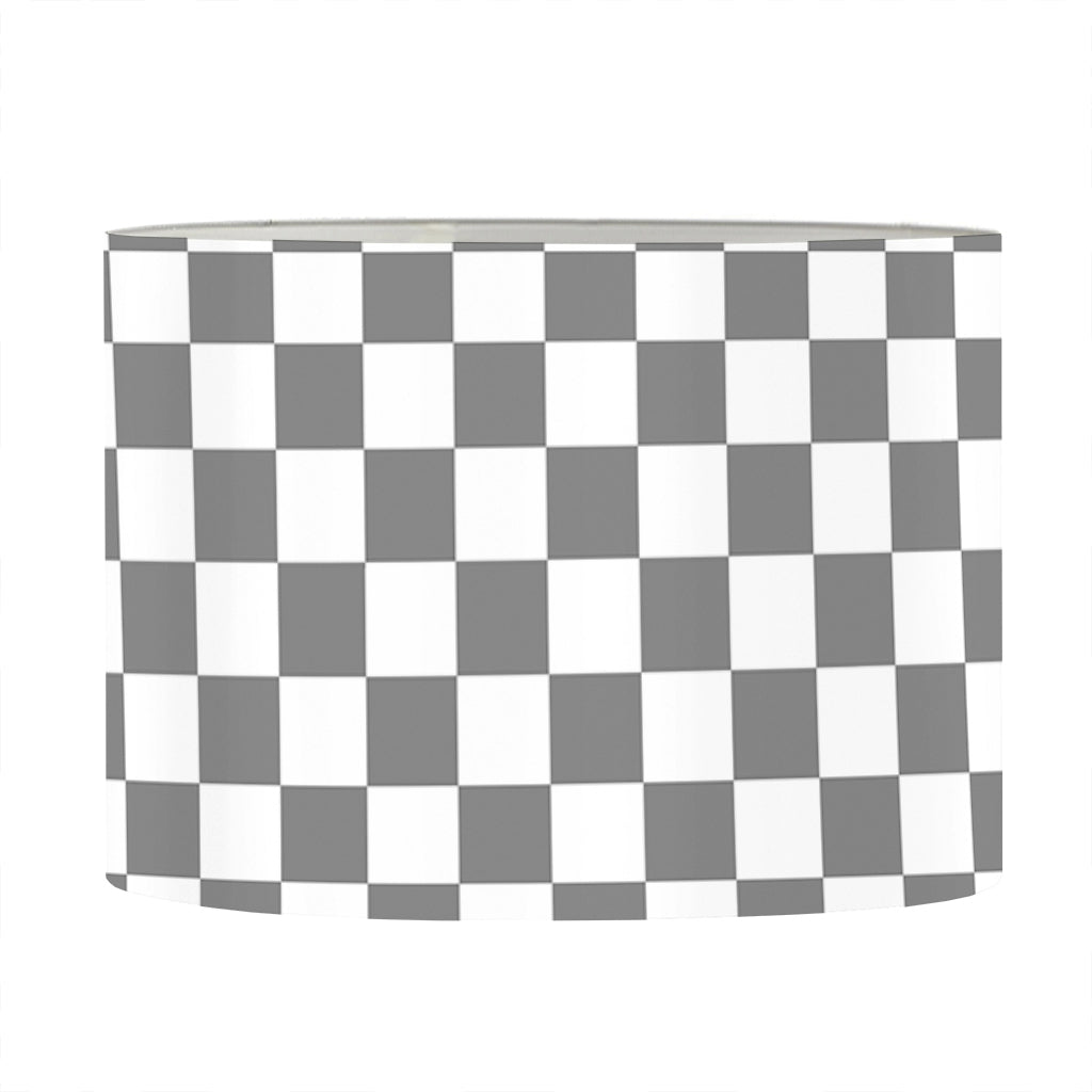 Grey And White Checkered Pattern Print Drum Lamp Shade