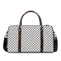 Grey And White Checkered Pattern Print Duffel Bag
