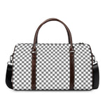 Grey And White Checkered Pattern Print Duffle Bag