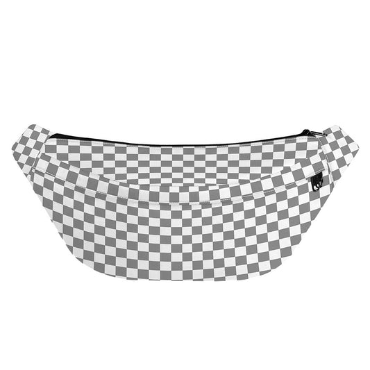 Grey And White Checkered Pattern Print Fanny Pack