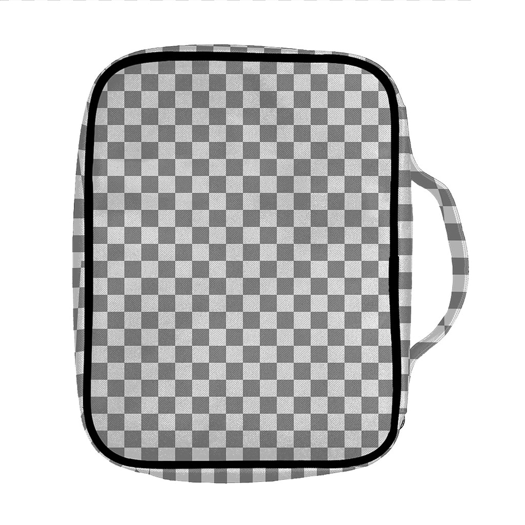 Grey And White Checkered Pattern Print Front Pocket Bible Bag
