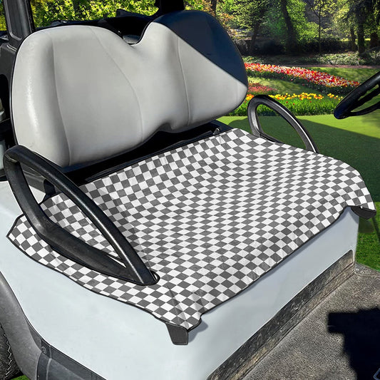 Grey And White Checkered Pattern Print Golf Cart Seat Cover