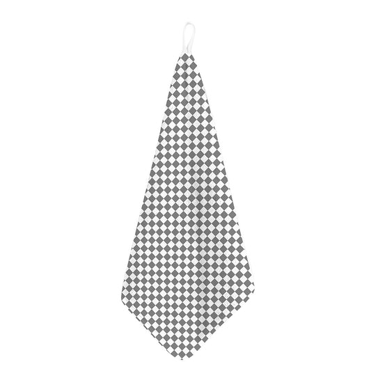 Grey And White Checkered Pattern Print Hand Towel
