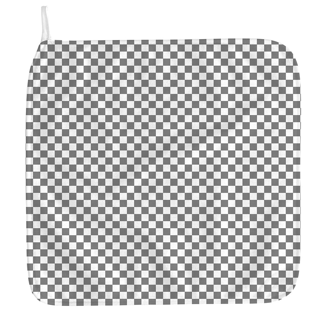 Grey And White Checkered Pattern Print Hand Towel