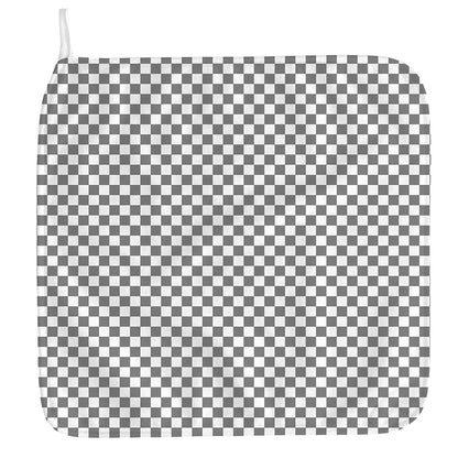 Grey And White Checkered Pattern Print Hand Towel