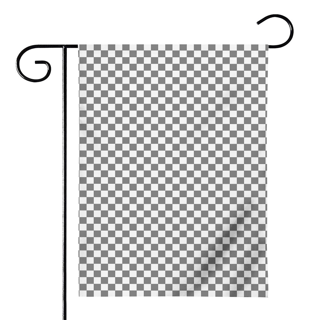 Grey And White Checkered Pattern Print House Flag