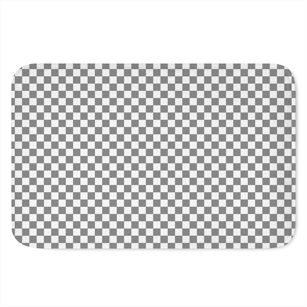 Grey And White Checkered Pattern Print Indoor Door Mat