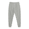 Grey And White Checkered Pattern Print Jogger Pants