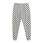 Grey And White Checkered Pattern Print Jogger Pants