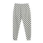 Grey And White Checkered Pattern Print Jogger Pants