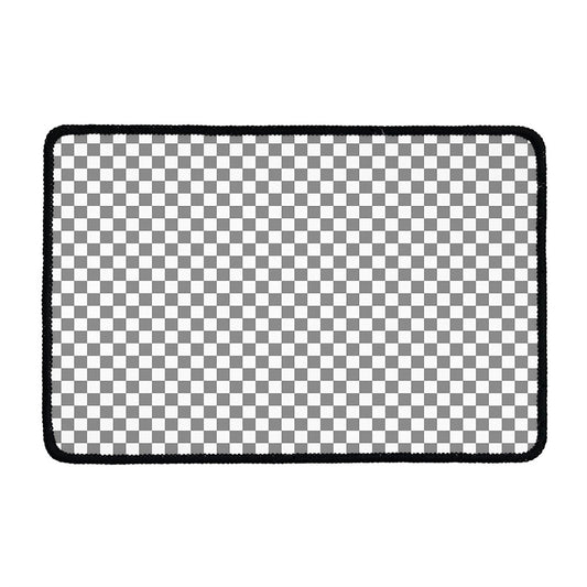 Grey And White Checkered Pattern Print Kitchen Mat