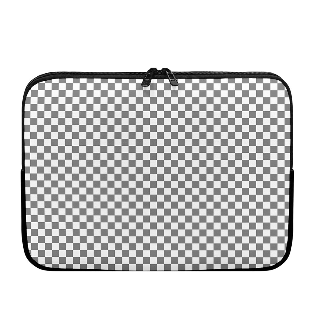 Grey And White Checkered Pattern Print Laptop Sleeve