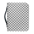 Grey And White Checkered Pattern Print Leather Bible Cover