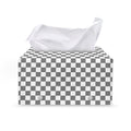Grey And White Checkered Pattern Print Leather Tissue Box Cover