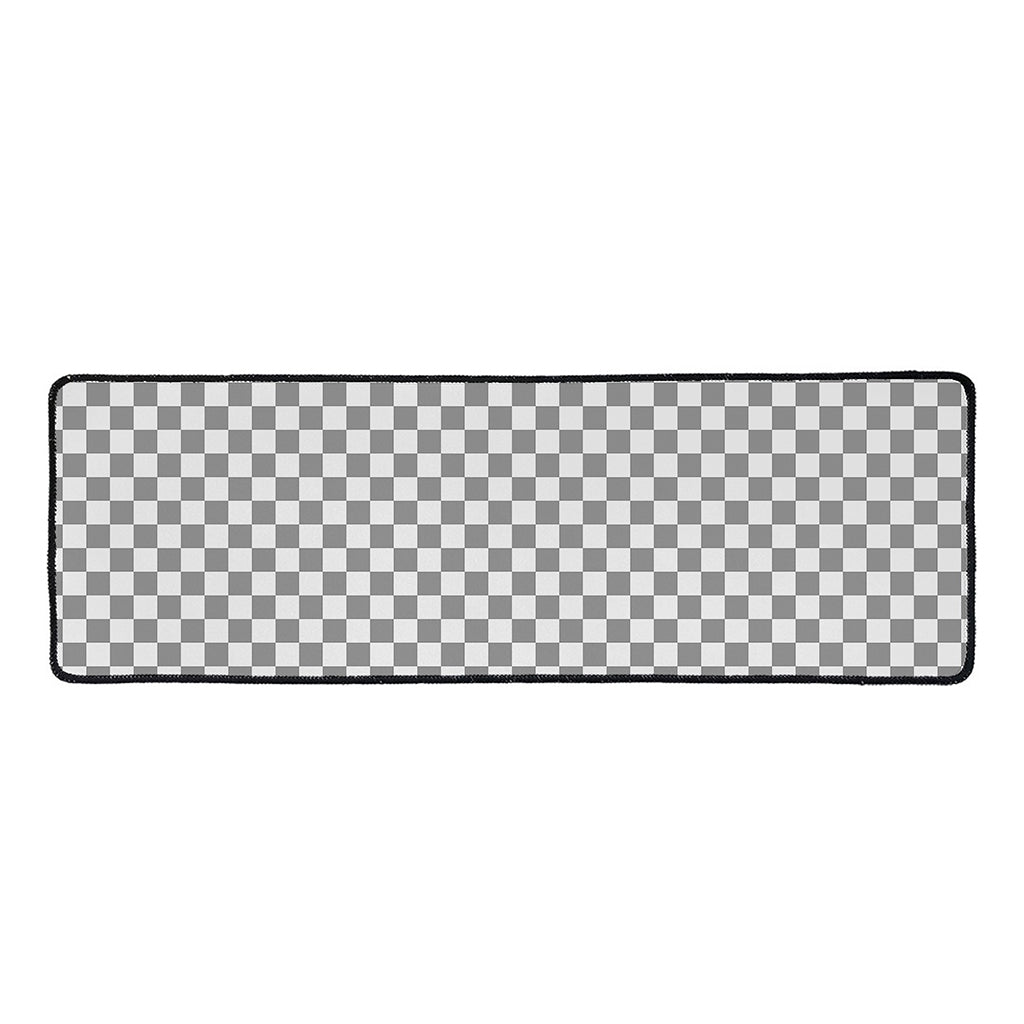 Grey And White Checkered Pattern Print Long Kitchen Mat