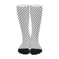 Grey And White Checkered Pattern Print Long Socks