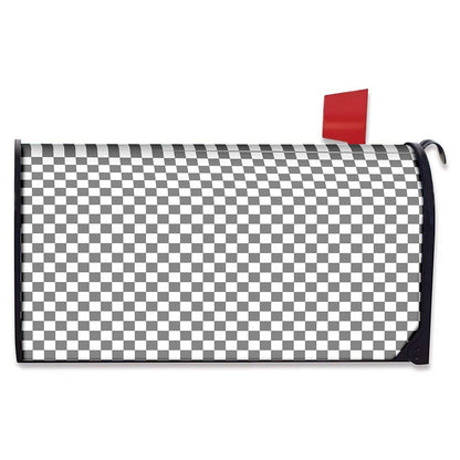 Grey And White Checkered Pattern Print Mailbox Cover