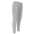 Grey And White Checkered Pattern Print Men's Compression Pants