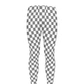 Grey And White Checkered Pattern Print Men's Leggings