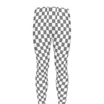 Grey And White Checkered Pattern Print Men's leggings