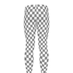 Grey And White Checkered Pattern Print Men's leggings