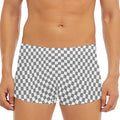 Grey And White Checkered Pattern Print Men's Short Boxer Briefs