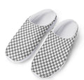 Grey And White Checkered Pattern Print Mesh Casual Shoes