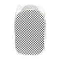 Grey And White Checkered Pattern Print Mesh Laundry Hamper