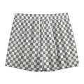 Grey And White Checkered Pattern Print Mesh Shorts