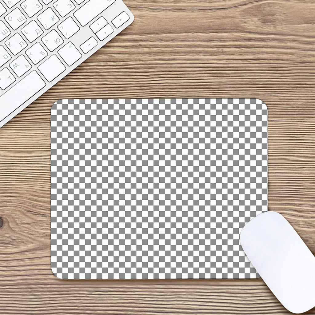 Grey And White Checkered Pattern Print Mouse Pad