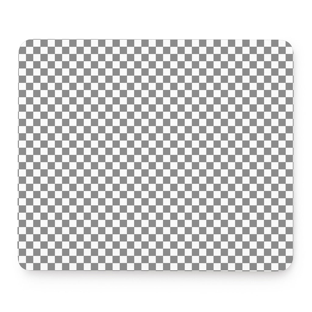 Grey And White Checkered Pattern Print Mouse Pad