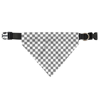 Grey And White Checkered Pattern Print Over The Collar Dog Bandana