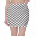Grey And White Checkered Pattern Print Pencil Mini Skirt