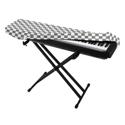 Grey And White Checkered Pattern Print Piano Keyboard Cover