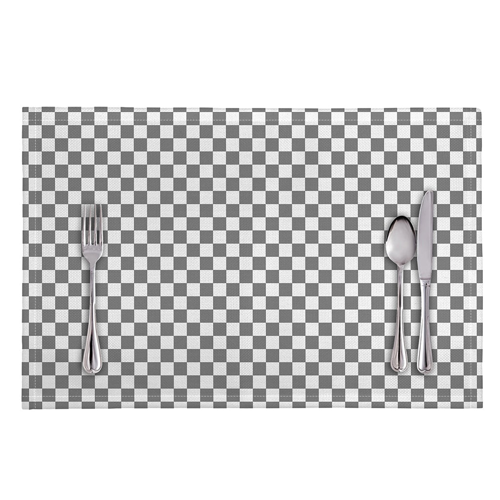 Grey And White Checkered Pattern Print Placemat