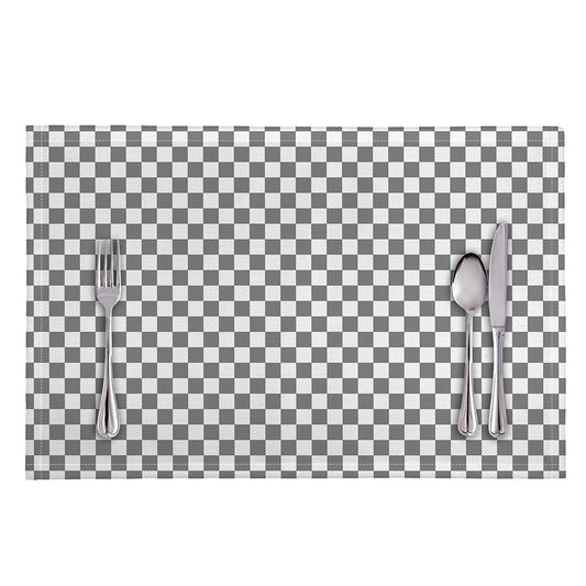 Grey And White Checkered Pattern Print Placemat