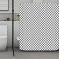 Grey And White Checkered Pattern Print Polyester Shower Curtain