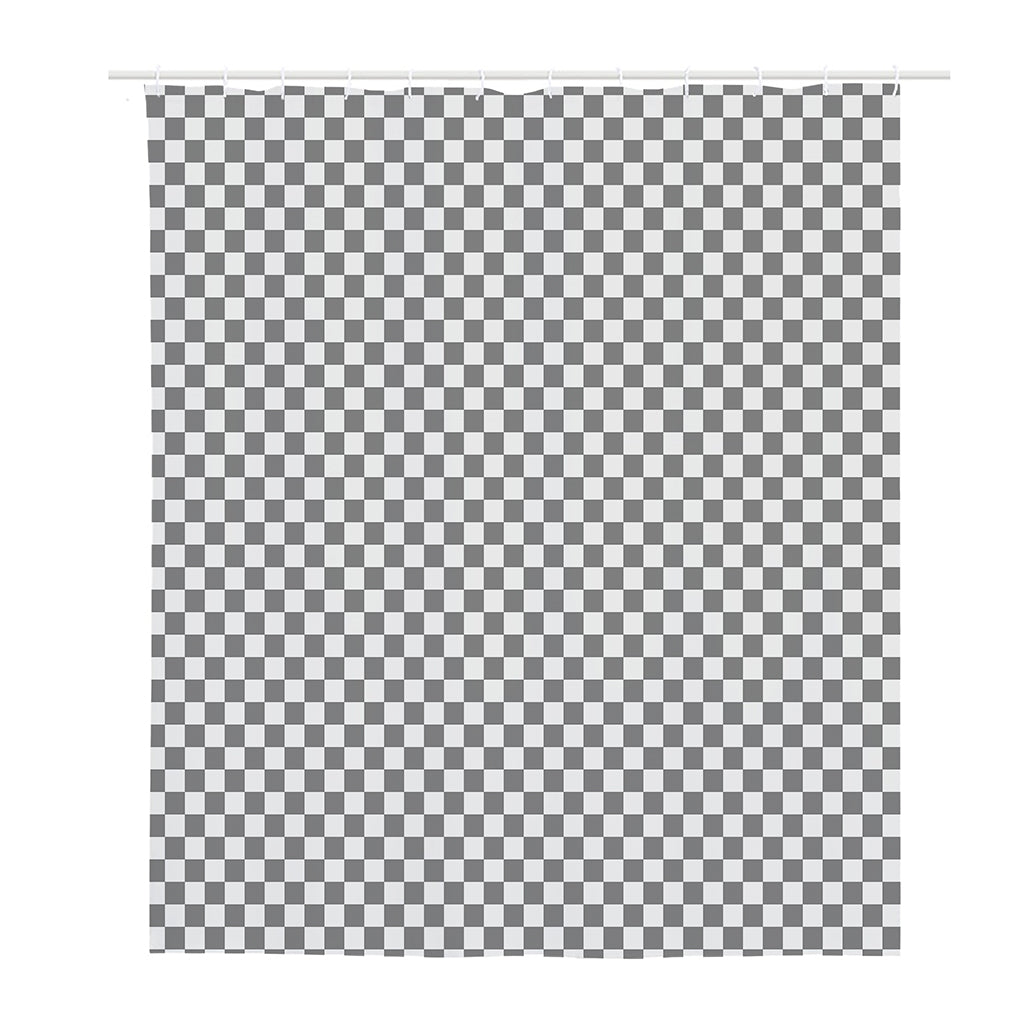 Grey And White Checkered Pattern Print Polyester Shower Curtain