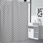 Grey And White Checkered Pattern Print Premium Shower Curtain