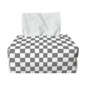 Grey And White Checkered Pattern Print Rectangle Tissue Box Cover