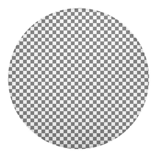 Grey And White Checkered Pattern Print Round Blanket