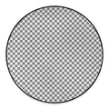 Grey And White Checkered Pattern Print Round Floor Mat