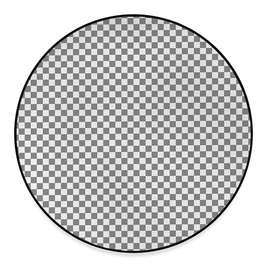 Grey And White Checkered Pattern Print Round Floor Mat