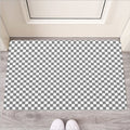 Grey And White Checkered Pattern Print Rubber Doormat