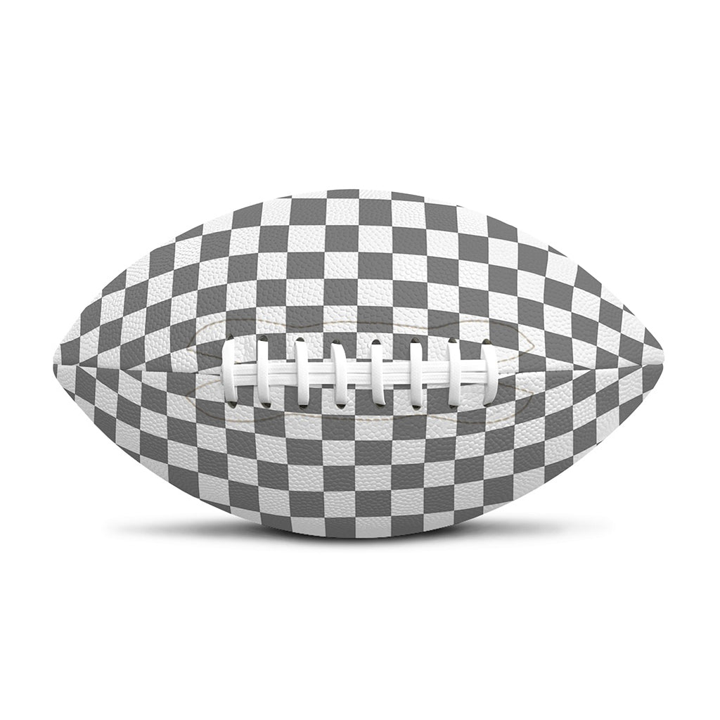 Grey And White Checkered Pattern Print Rugby Ball