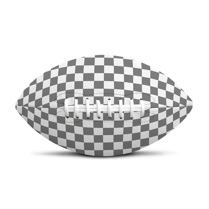 Grey And White Checkered Pattern Print Rugby Ball