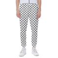 Grey And White Checkered Pattern Print Joggers