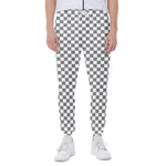 Grey And White Checkered Pattern Print Scuba Joggers