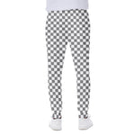 Grey And White Checkered Pattern Print Scuba Joggers